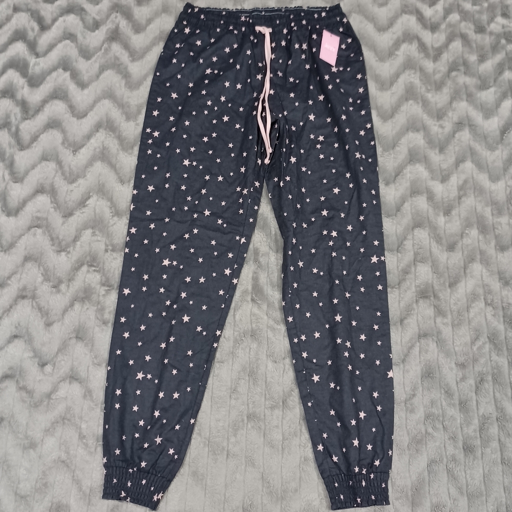 Jenni By Jennifer Moore Womens XS Gray Pink Tossed Stars Jogger Pajama Pants NWT